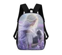 sinyumoney Enchanted Garden with Fairy And Cat Backpacks 3D Printed Kids School Backpack School Bag Fashion Rucksacks for Boys Elementary And Middle School Students 17inch