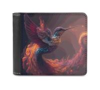 sinyumoney Enchanted Hummingbird Flight 3D Print PU Men's Leather Wallet Safe Protection Card RFID Blocking Leather Wallet 11.7cm*9.5cm