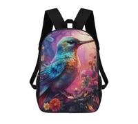 sinyumoney Enchanted Hummingbird Garden -1 School Bag 3D Printed Children's School Backpack Casual Fashion Travel Backpacks for Kids School Students 17inch