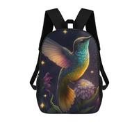 sinyumoney Enchanted Hummingbird Garden -3 Backpacks 3D Printed Kids School Backpack School Bag Fashion Rucksacks for Boys Elementary And Middle School Students 17inch