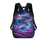 sinyumoney Enchanted Lavender Field School Backpack Large School Backpack for Boys for Campus Outdoor Travel Sports 17inch