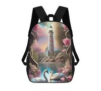 sinyumoney Enchanted Lighthouse with Swans 3D Printed Children's School Backpack for Kids High Capacity Travel Rucksacks Book Bags Kids School Bag Back Pack 17inch