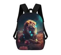 sinyumoney Enchanted Lion in Fantasy Land Backpacks Kids School Backpack School Bag 3D Printed School Bag for Boys Elementary And Middle School Students 17inch