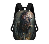 sinyumoney Enchanted Lion in Forest Rucksacks 3D Printed Children Backpacks Fashion Casual Daypack Cute Travel Bags Outdoor Casual Daypack for Boy And Girl 17inch