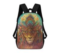 sinyumoney Enchanted Lion Mandala Art Print Kids Backpack, Backpack School Bag, Backpacks Kids School 3D Printed School Bags for Elementary And Middle School Students Teens Birthday Gift 17inch