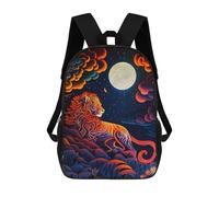 sinyumoney Enchanted Lion Moonlit Night School Bag 3D Printed Children's School Backpack Casual Fashion Travel Backpacks for Kids School Students 17inch