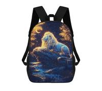 sinyumoney Enchanted Lion Night Scene Kids Backpack, Backpack School Bag, Backpacks Kids School 3D Printed School Bags for Elementary And Middle School Students Teens Birthday Gift 17inch