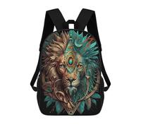 sinyumoney Enchanted Lion Portrait -7 3D Printed Children's School Backpack for Kids High Capacity Travel Rucksacks Book Bags Kids School Bag Back Pack 17inch