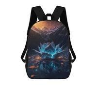 sinyumoney Enchanted Lotus in Space Backpacks 3D Printed 17inch Kids School Backpack Outdoor Casual Daypack Casual Travel Bags for Middle School Students