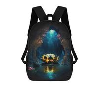 sinyumoney Enchanted Lotus Pond Children's School Backpack Fashion Casual 17inch 3D Printed School Bags Boy School Backpack Large Backpack