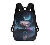 sinyumoney Enchanted Lotus Pond Night Scene Backpack School Bag Water Resistant School Bag Business Backpack for Boys/Girls/Teenagers 17inch