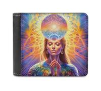 sinyumoney Enchanted Mandala Portrait 3D Print Men's Wallet ID Window Coin RFID Blocking Stylish Slots Note Section Wallets Youth Guys 11.7cm*9.5cm