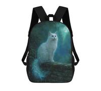 sinyumoney Enchanted Moonlit Cat Backpack School Backpack Kids School Bag Large Capacity Kids Backpack for School Rucksack 3D Book Bag Gifts for Kids 17inch
