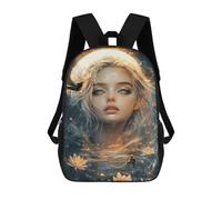 sinyumoney Enchanted Moonlit Fantasy Art School Backpack Secondary Causal Travel High School Bags for Camping Outdoor Adventures And Daily Travel 17inch