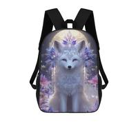 sinyumoney Enchanted Moonlit Fox Crown School Backpack Fashion Stationery Backpack Waterproof Casual Daypacks for Camping Outdoor Adventures And Daily Travel 17inch