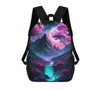 sinyumoney Enchanted Moonlit Valley -2 Kids School Backpack 3D Printed Backpacks Fashion School Bag Rucksacks for Boys Elementary And Middle School Students 17inch