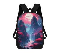 sinyumoney Enchanted Moonlit Valley -3 Children's School Backpack 3D Printed for Kids Travel Rucksacks Book Bags Kids School Bag 17inch