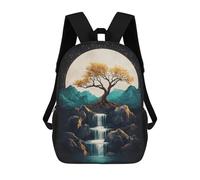 sinyumoney Enchanted Moonlit Waterfall Scene -1 School Backpack Lightweight Airport College Students Back Pack for Boys/Girls/Teenagers 17inch