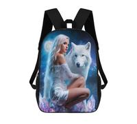 sinyumoney Enchanted Moonlit Wolf Fantasy Backpack School Lightweight Airport College Students Back Pack for Girl, Teen Girls 17inch