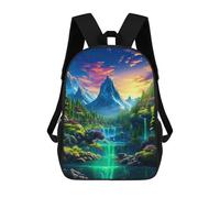 sinyumoney Enchanted Mountain Paradise 3D Printed School Bag Children's School Backpack Schoolbags Travel Backpacks Casual Fashion Bag for Kids School Students 17inch