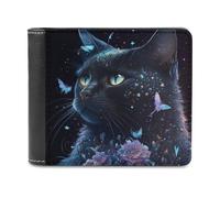 sinyumoney Enchanted Night Cat 3D Print Men's Wallet Credit Card Holder Slots Note Section Modern Style Wallets for Boys Girls 11.7cm*9.5cm