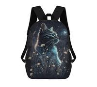 sinyumoney Enchanted Night Cat Art Print 3D Printed 17inch Kids School Bag Rucksacks Children's School Fashion Casual Back Pack High Capacity Travel Book Bags