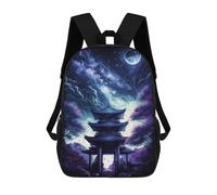 sinyumoney Enchanted Night Pagoda Scene School Bag 3D Printed Children's School Backpack Casual Fashion Travel Backpacks for Kids School Students 17inch
