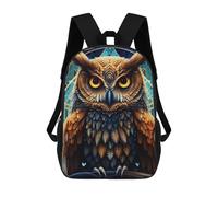 sinyumoney Enchanted Owl Artwork Backpacks, Kids Backpack Student School Bag 3D Printed Travel Backpacks Fashion Accessory Backpack Children Waterproof School Bags 17inch