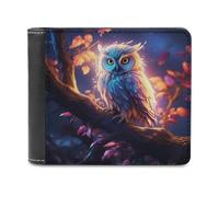 sinyumoney Enchanted Owl in Autumn Twilight 3D Print Wallet Safe Protection Card Banknote Compartments Fashion Slim Leather Wallet for Boys Girls 11.7cm*9.5cm