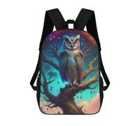 sinyumoney Enchanted Owl in Fantasy Forest Backpacks, Kids Backpack Student School Bag 3D Printed Travel Backpacks Fashion Accessory Backpack Children Waterproof School Bags 17inch