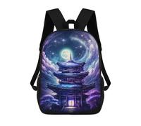 sinyumoney Enchanted Pagoda Night Sky -3 Rucksack Rucksack Casual Daypacks School Work Travel Bag for Men, Women & Teenage Boys 17inch