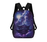 sinyumoney Enchanted Pagoda Night Sky School Backpack 3D Printed Children's 17inch Backpacks Bag Bookbag for Kids Boy Girl Book Bags Kids School Bag Travel Rucksacks