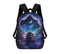 sinyumoney Enchanted Pagoda Sky 3D Printed 17 Inch School Backpack Casual Children's Backpacks 3D Printed for Boys Elementary And Middle