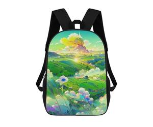 sinyumoney Enchanted Pastoral Landscape 3D Printed School Bag Children's School Backpack Schoolbags Travel Backpacks Casual Fashion Bag for Kids School Students 17inch