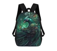 sinyumoney Enchanted Peacock Artwork Kids School Backpack School Bag 3D Printed School Bag for Boys Elementary And Middle School Students 17inch