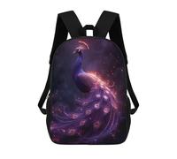 sinyumoney Enchanted Peacock Glittering Feathers School Bag 3D Printed Children's School Backpack Casual Fashion Travel Backpacks for Kids School Students 17inch