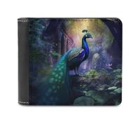 sinyumoney Enchanted Peacock in A Mystical Forest 3D Print Clutch Purse Credit Card Slots Banknote Compartments Slim Elegant Wallets for Boys Girls 11.7cm*9.5cm