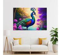 sinyumoney Enchanted Peacock in Bloom Art Work for Home Walls Wall Decor Ready to Hang for Bathroom Toilet Decor Large Canvas Wall Art for Living Room 12x18inch(30x45cm)