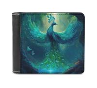 sinyumoney Enchanted Peacock in Mystic Forest 3D Print Clutch Purse Slots ID Window RFID Blocking Leather Men's Wallet Youth Guys 11.7cm*9.5cm