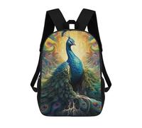sinyumoney Enchanted Peacock Majesty -1 Backpack Kids School Bag Boys Cartoon 3D Print Students Schoolbag Laptop Daypack for Boys Girls 17inch