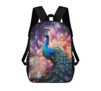 sinyumoney Enchanted Peacock Majesty Fashion Student School Backpack Suitable for Boys Girls Kids Casual Outdoor Travel Essential Daypack 17inch