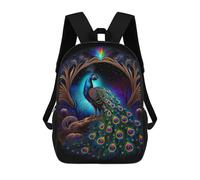 sinyumoney Enchanted Peacock Night Kids School Backpack 3D Printed Backpacks Fashion School Bag Rucksacks for Boys Elementary And Middle School Students 17inch