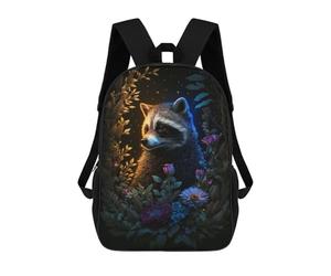 sinyumoney Enchanted Raccoon Garden Backpack School Bag Large School Backpack for Boys for Camping Outdoor Adventures And Daily Travel 17inch