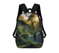 sinyumoney Enchanted Rainforest Waterfall Kids School Backpack 3D Printed Backpacks Fashion School Bag Rucksacks for Boys Elementary And Middle School Students 17inch
