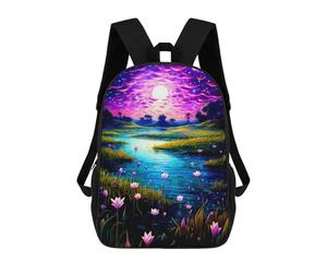 sinyumoney Enchanted River Under Moonlit Sky School Bag 3D Printed Backpacks Fashion Kids School Backpack Boys Rucksacks for Boys Middle School Students 17inch
