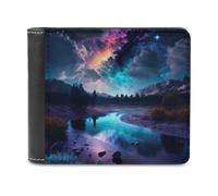 sinyumoney Enchanted River Under Starry Sky 3D Print Clutch Purse Card Slots Coin RFID Blocking Slots Note Section Purse Everyday Use 11.7cm*9.5cm