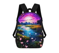 sinyumoney Enchanted River Under Starry Sky Kids Backpacks Children Bag,Anime Bag,Large Capacity Kids Backpack, 3D Printed Children's,Student Schoolbag,Kids Boys Girls School Bag 17inch
