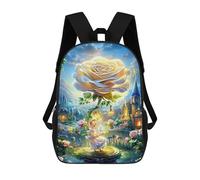 sinyumoney Enchanted Rose Fantasy Scene Kids School Backpack 3D Printed Backpacks Fashion School Bag Rucksacks for Boys Elementary And Middle School Students 17inch