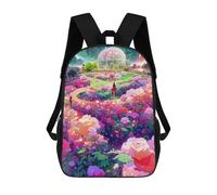 sinyumoney Enchanted Rose Garden School Bag 3D Printed Backpacks Fashion Kids School Backpack Boys Rucksacks for Boys Middle School Students 17inch