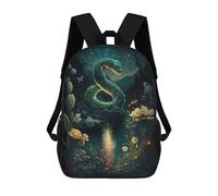sinyumoney Enchanted Serpent Pond Backpacks 3D Printed School Bag Casual Kids Fashion School Bag for Boys Middle School Students School 17inch